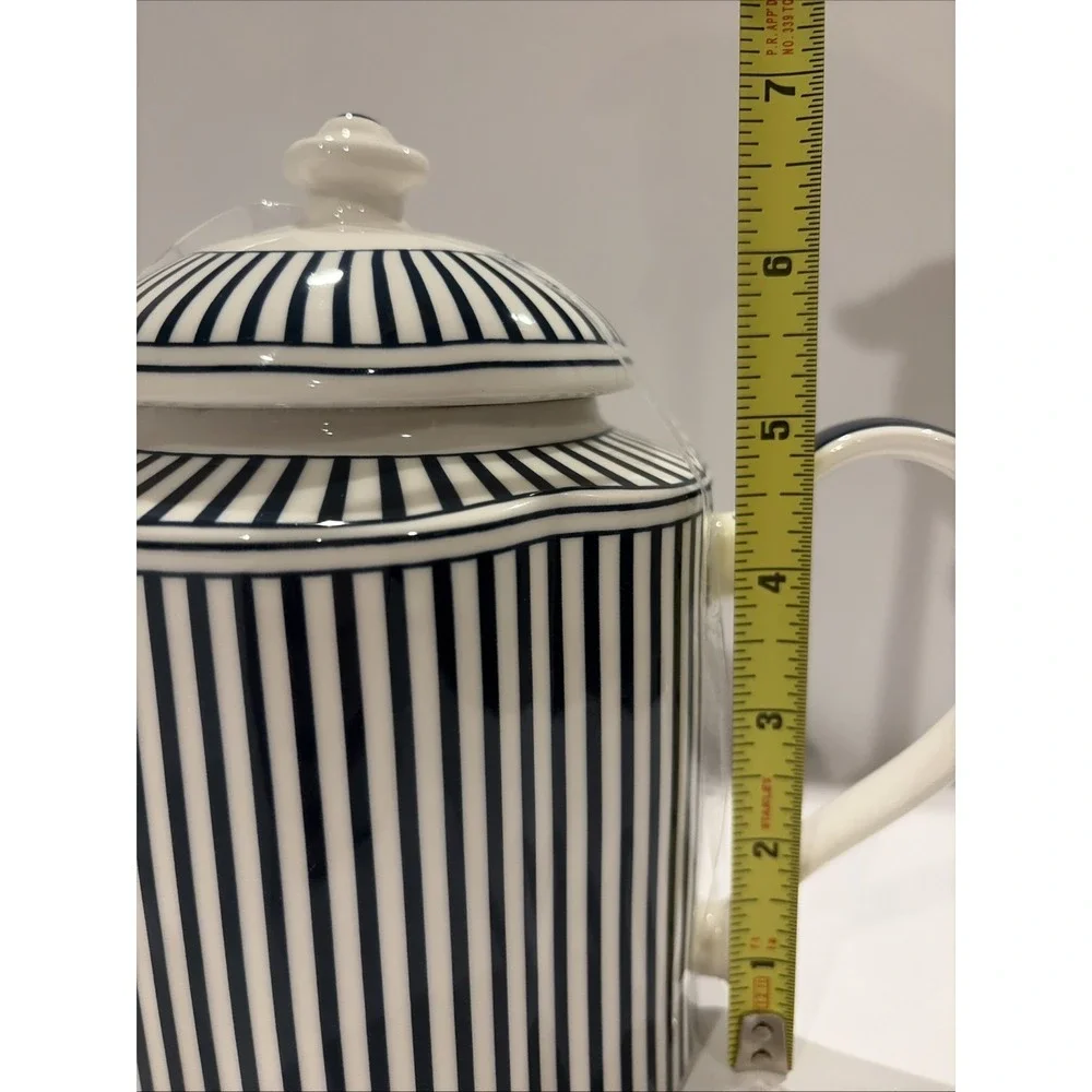Monterey Bay‎ Dark Blue Stripes Fine Porcelain Teapot & Lid Large B81